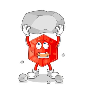 the ruby lifting rock cartoon character vecto