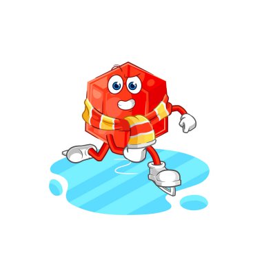 the ruby ice skiing cartoon. character mascot vecto