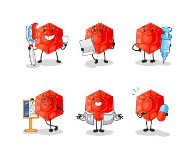 the ruby doctor group character. cartoon mascot vecto