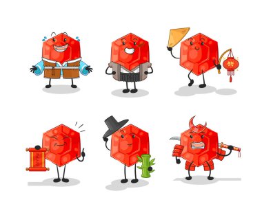 the ruby asian culture set . cartoon mascot vecto