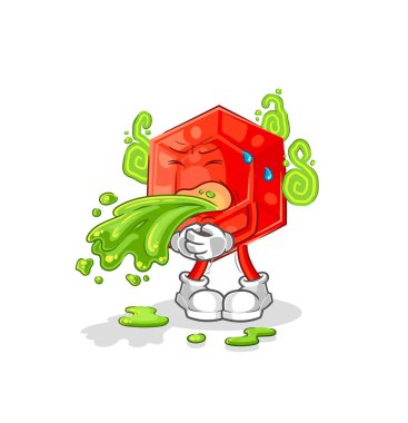 the ruby throw up cartoon. cartoon mascot vecto