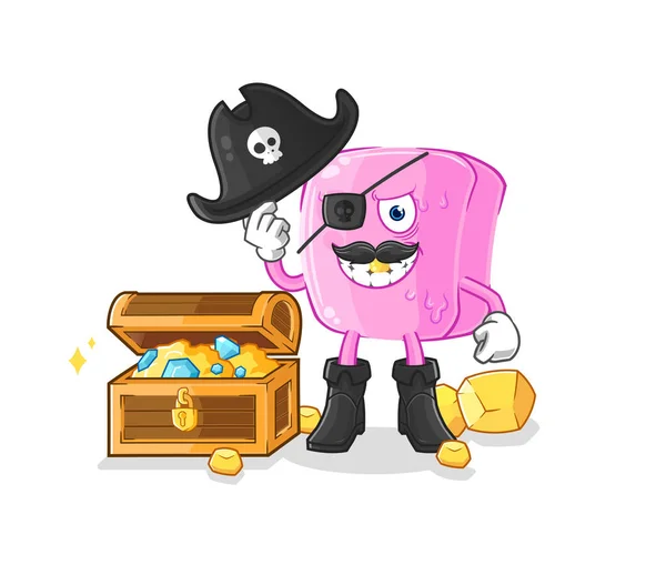 Nail Pirate Treasure Mascot Cartoon Vecto — Stock Vector