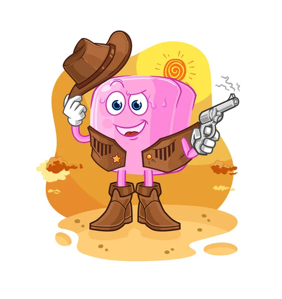 Nail Cowboy Gun Character Vecto — Stok Vektör