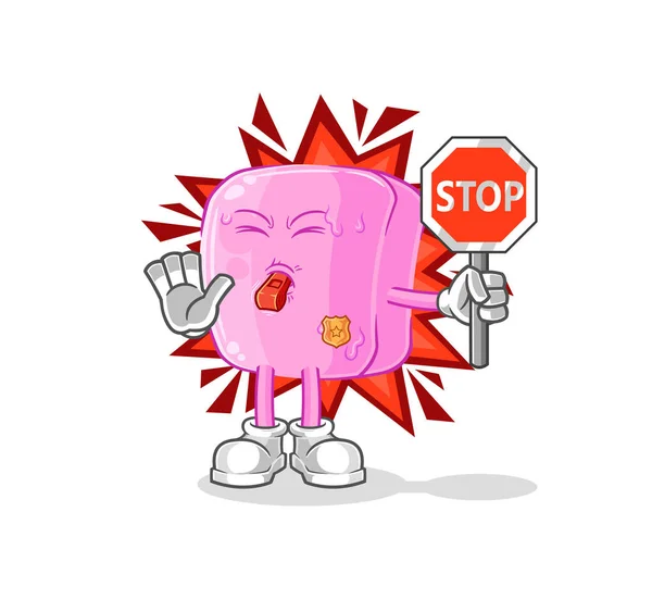 Nail Holding Stop Sign Cartoon Mascot Vecto — Stockový vektor