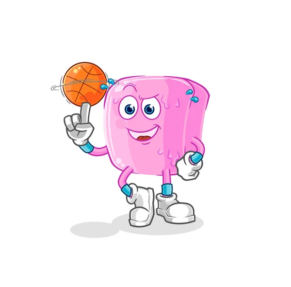 Nail Playing Basket Ball Mascot Cartoon Vecto — ストックベクタ