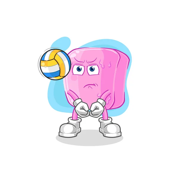 Nail Play Volleyball Mascot Cartoon Vecto — ストックベクタ