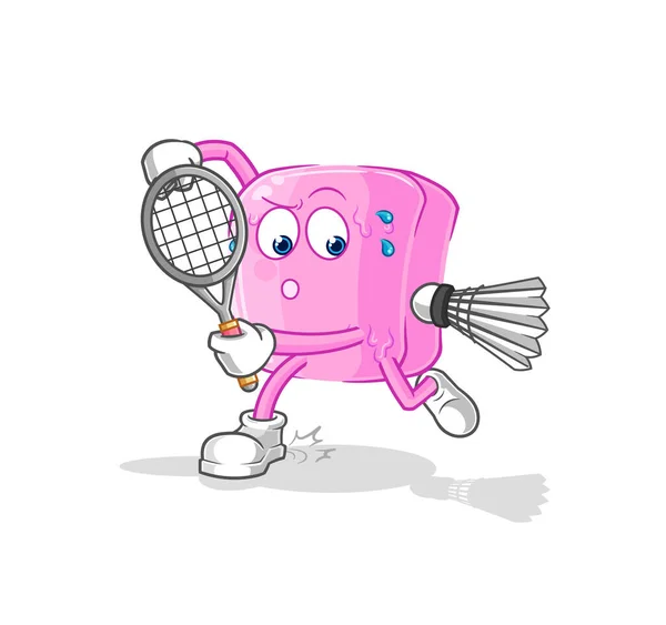 Nail Playing Badminton Illustration Character Vecto — Vector de stock