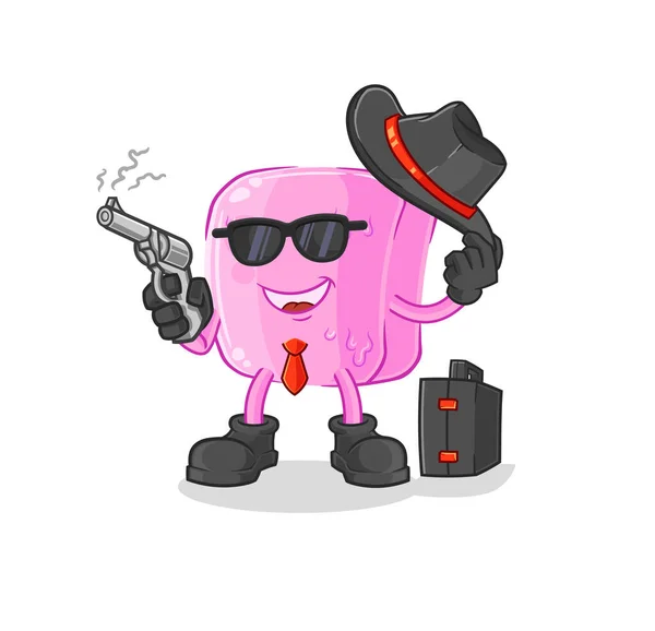 Nail Mafia Gun Character Cartoon Mascot Vecto — Vector de stock