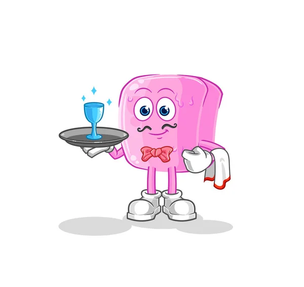 Nail Waiter Cartoon Cartoon Mascot Vecto — ストックベクタ