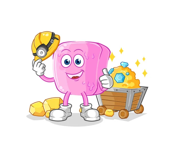 Nail Miner Gold Character Cartoon Mascot Vecto — ストックベクタ