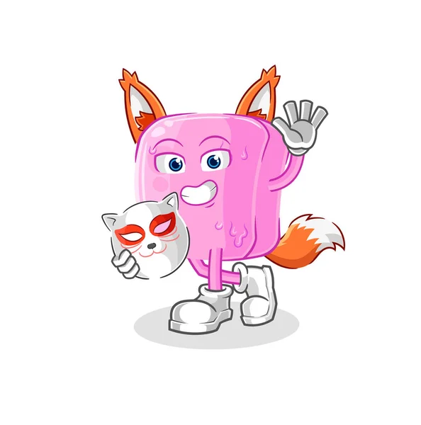 Nail Japanese Fox Character Cartoon Masco — Vetor de Stock