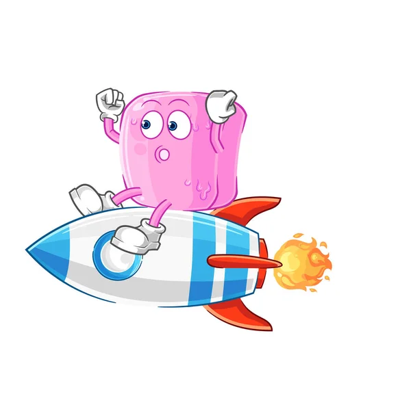 Nail Ride Rocket Cartoon Mascot Vecto — Vettoriale Stock