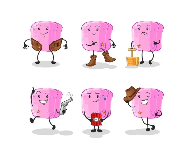 Nail Cowboy Group Character Cartoon Mascot Vecto — Vector de stock