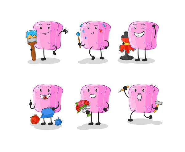 Nail Artist Group Character Cartoon Mascot Vecto — Vetor de Stock