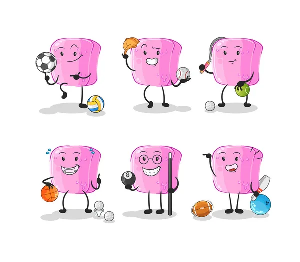 Nail Sport Set Character Cartoon Mascot Vecto — ストックベクタ