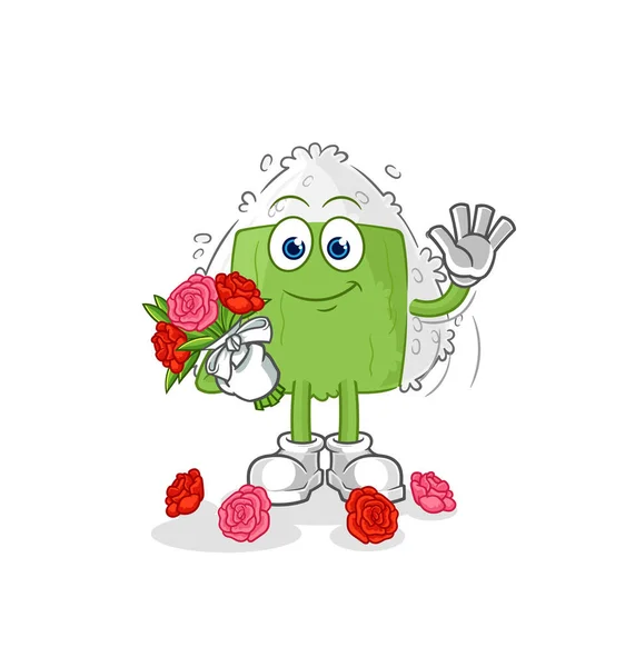 Onigiri Bouquet Mascot Cartoon Vecto — Stock Vector