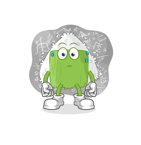 Onigiri Thinking Hard Vector Cartoon Characte — 스톡 벡터