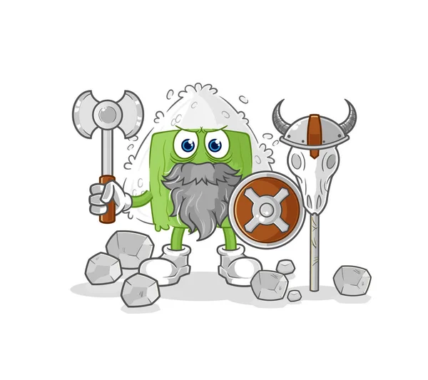 Onigiri Viking Illustration Character Vecto — Stock Vector