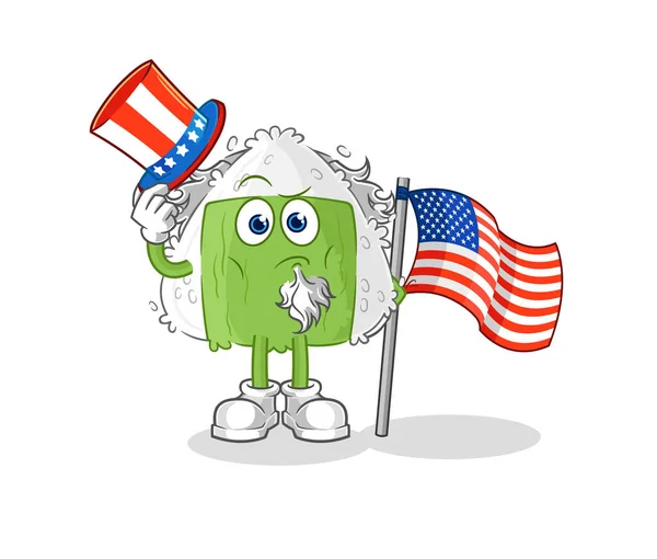 Onigiri Uncle Sam Character Cartoon Mascot Vecto — Stock Vector