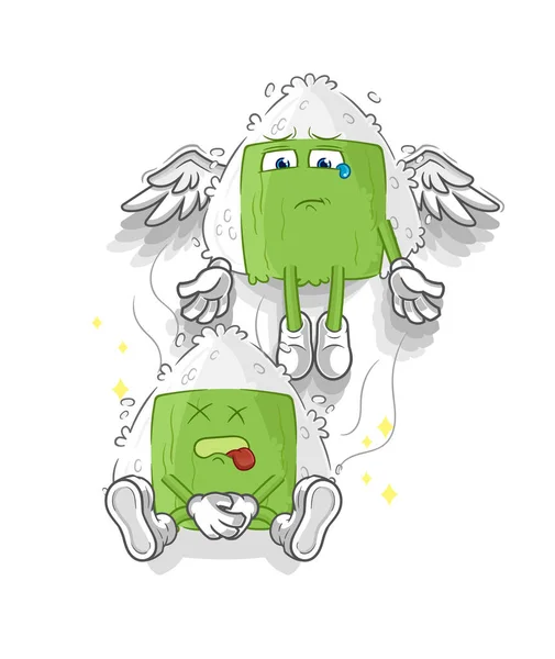 Onigiri Spirit Leaves Body Mascot Cartoon Vecto — Stockvector