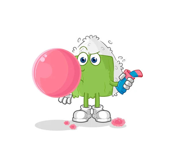 Onigiri Chewing Gum Vector Cartoon Characte — Stok Vektör