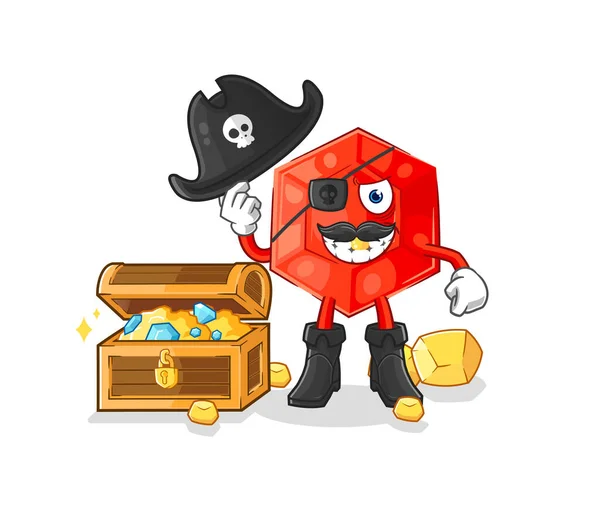 Ruby Pirate Treasure Mascot Cartoon Vecto — Vector de stock