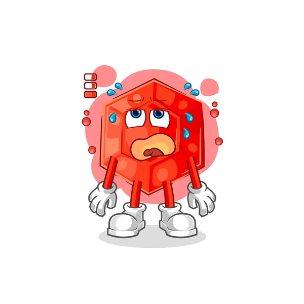 Ruby Low Battery Mascot Cartoon Vecto — Stockvektor