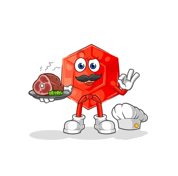 Ruby Chef Meat Mascot Cartoon Vecto — Wektor stockowy