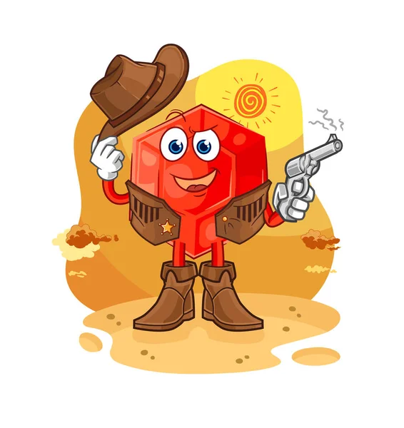 Ruby Cowboy Gun Character Vecto — Stok Vektör
