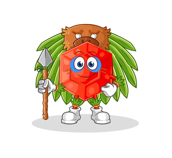 Ruby Tribal Man Mascot Cartoon Vecto — Stockový vektor