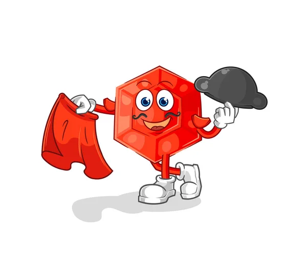 Ruby Matador Red Cloth Illustration Character Vecto — Stock Vector