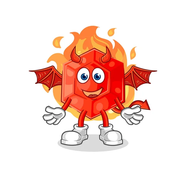 Ruby Demon Wings Character Cartoon Mascot Vecto — Stock Vector