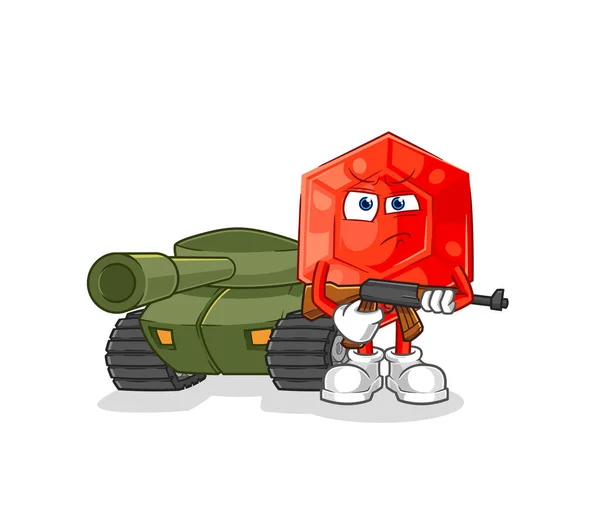 Ruby Soldier Tank Character Cartoon Mascot Vecto — 图库矢量图片