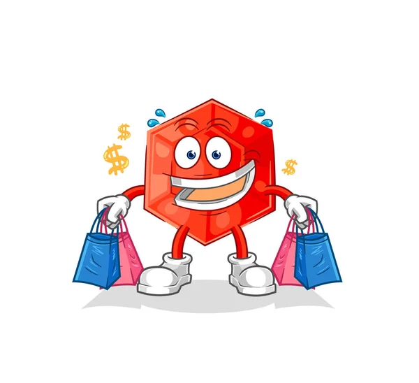 Ruby Shoping Mascot Cartoon Vecto — Vetor de Stock