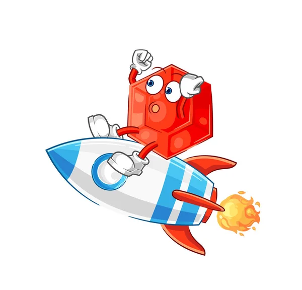 Ruby Ride Rocket Cartoon Mascot Vecto — Vettoriale Stock