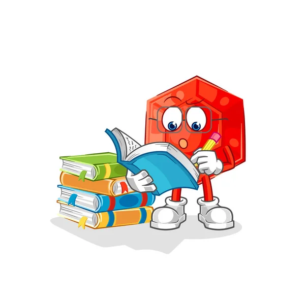 Ruby Studying Mascot Cartoon Vecto — Vector de stock