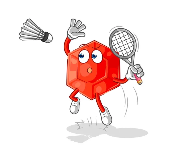 Ruby Smash Badminton Cartoon Cartoon Mascot Vecto — Stockvektor