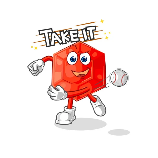 Ruby Throwing Baseball Vector Cartoon Characte — Stockvector