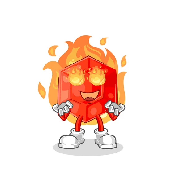 Ruby Fire Mascot Cartoon Vecto — Stock Vector