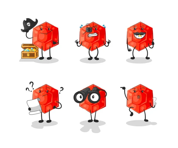 Ruby Pirate Group Character Cartoon Mascot Vecto — Vector de stock