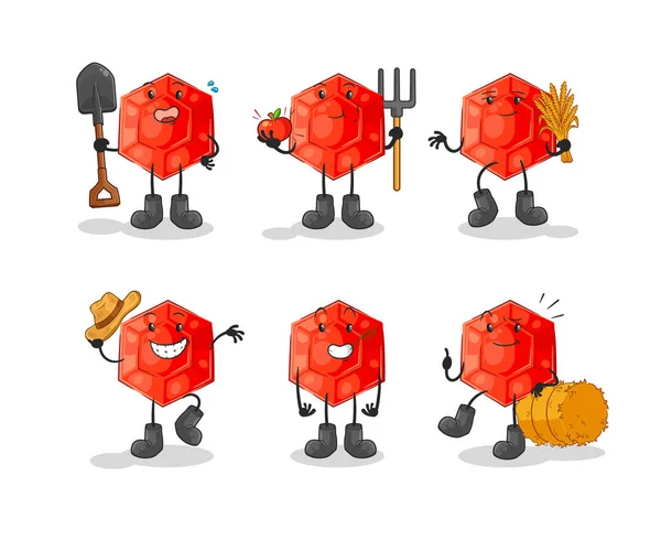 Ruby Farmer Group Character Cartoon Mascot Vecto — Stock Vector