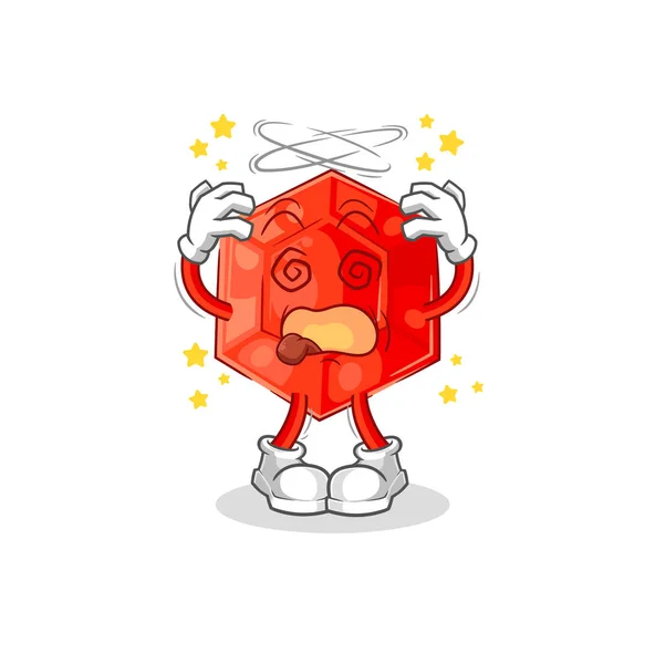 Ruby Dizzy Head Mascot Cartoon Vecto —  Vetores de Stock