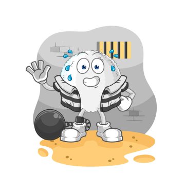 the white blood criminal in jail. cartoon characte