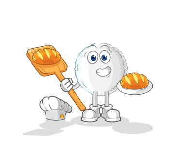 the white blood baker with bread. cartoon mascot vecto