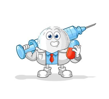 the white blood doctor holding medichine and injectio