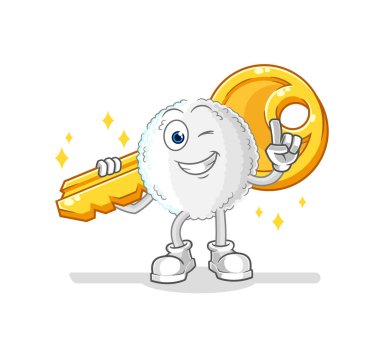 the white blood carry the key mascot. cartoon vecto