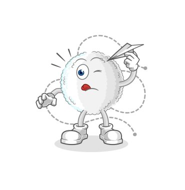 the white blood with paper plane character. cartoon mascot vecto