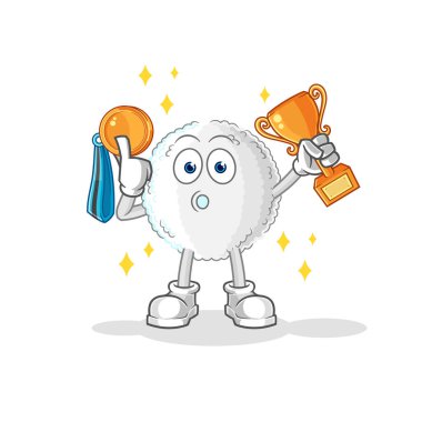 the white blood winner with trophie. cartoon characte