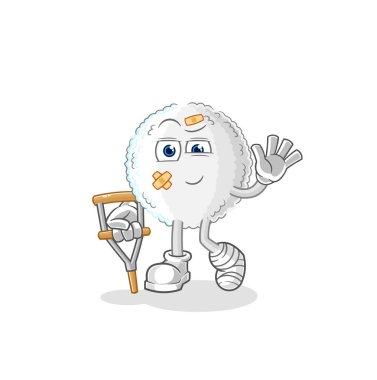 the white blood sick with limping stick. cartoon mascot vecto