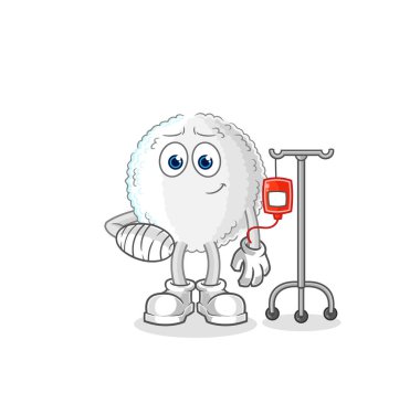 the white blood sick in IV illustration. character vecto